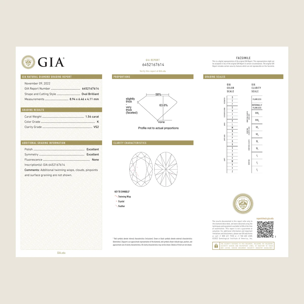 1.51ct Oval K VS2 GIA · 1.51 ct, K colour, VS2 clarity, GIA certified
