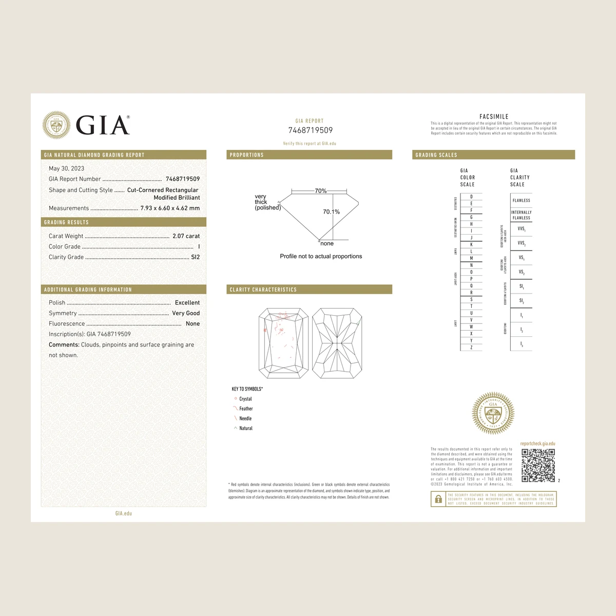 2.07ct Radiant I SI2 GIA · 2.07 ct, I colour, SI2 clarity, GIA certified