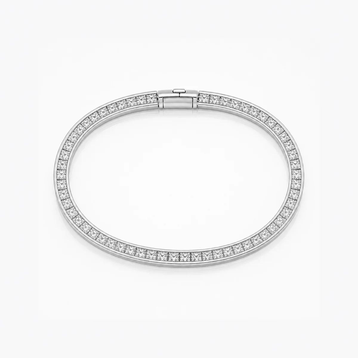 Channel-set princess bracelet diamond bracelet in platinum, made to order by Prodiam (rendered design reference)