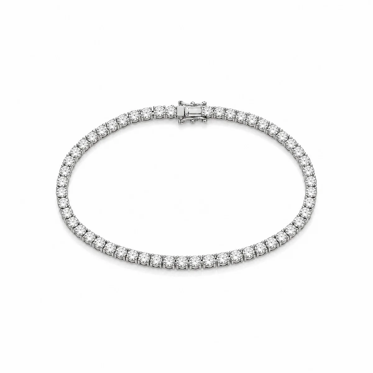 Classic tennis bracelet diamond bracelet in platinum, round diamond, made to order by Prodiam (rendered design reference)