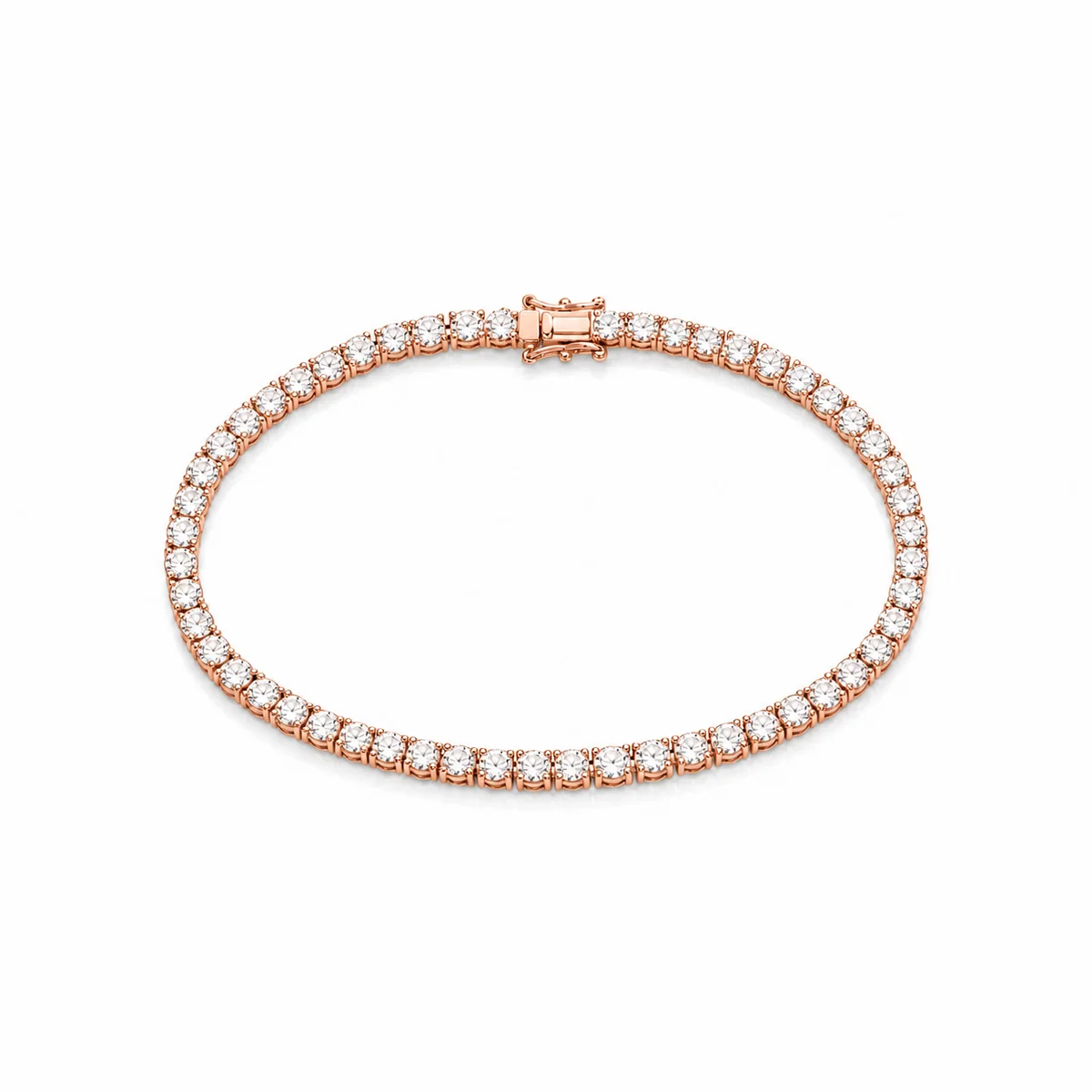Classic tennis bracelet diamond bracelet in 18k rose gold, round diamond, made to order by Prodiam (rendered design reference)