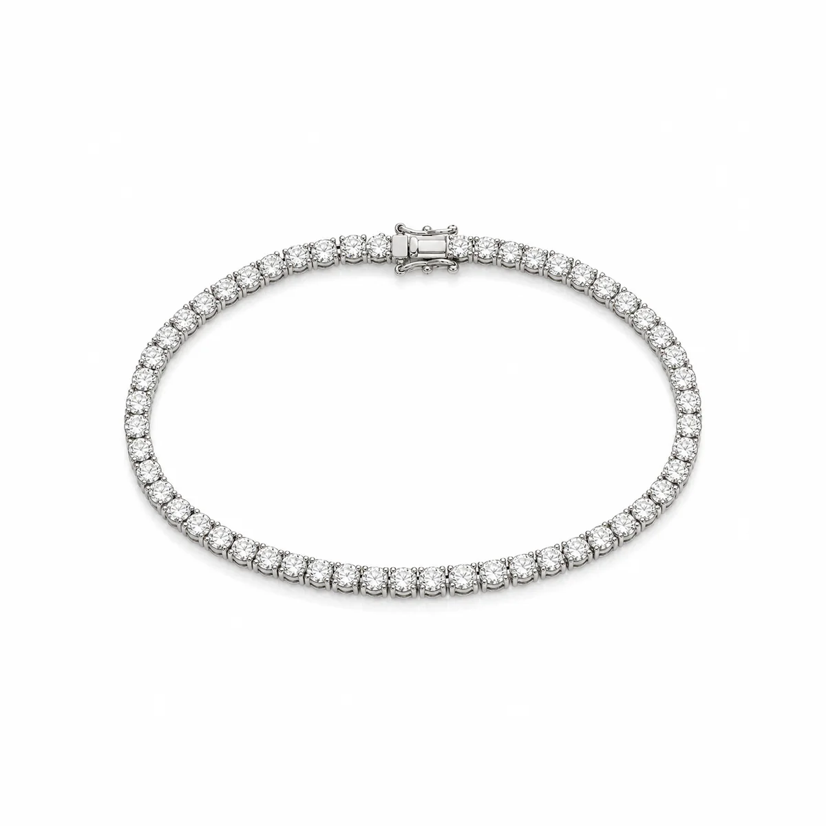Classic tennis bracelet diamond bracelet in 18k white gold, round diamond, made to order by Prodiam (rendered design reference)