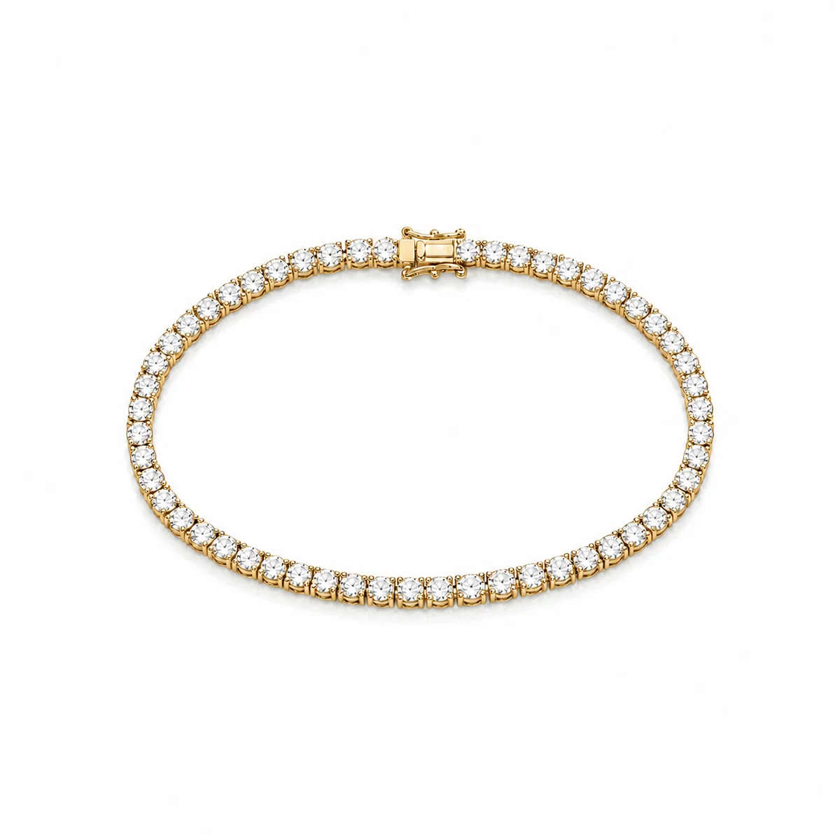 Classic tennis bracelet diamond bracelet in 18k yellow gold, round diamond, made to order by Prodiam (rendered design reference)