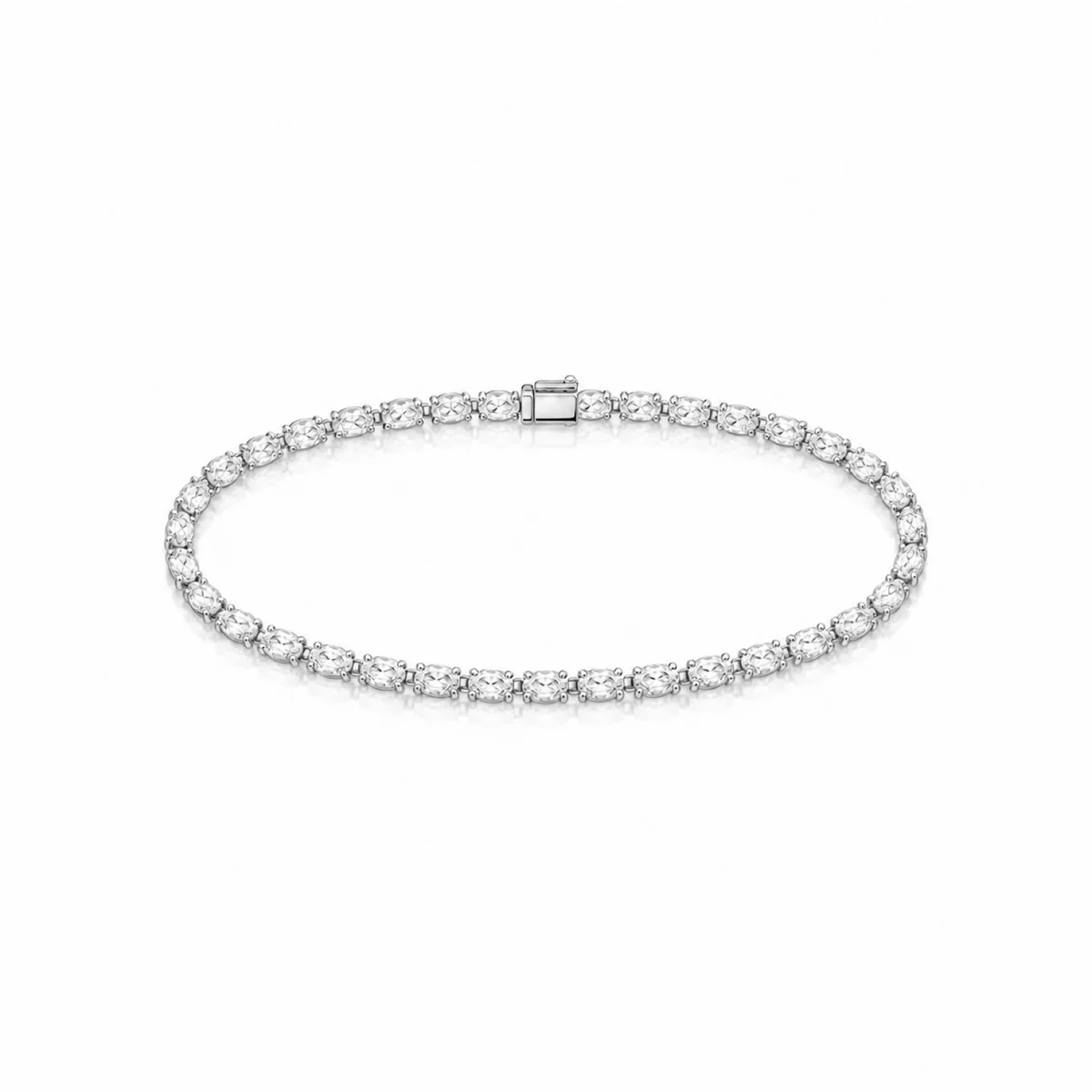 Oval tennis bracelet diamond bracelet in 18k white gold, made to order by Prodiam (rendered design reference)