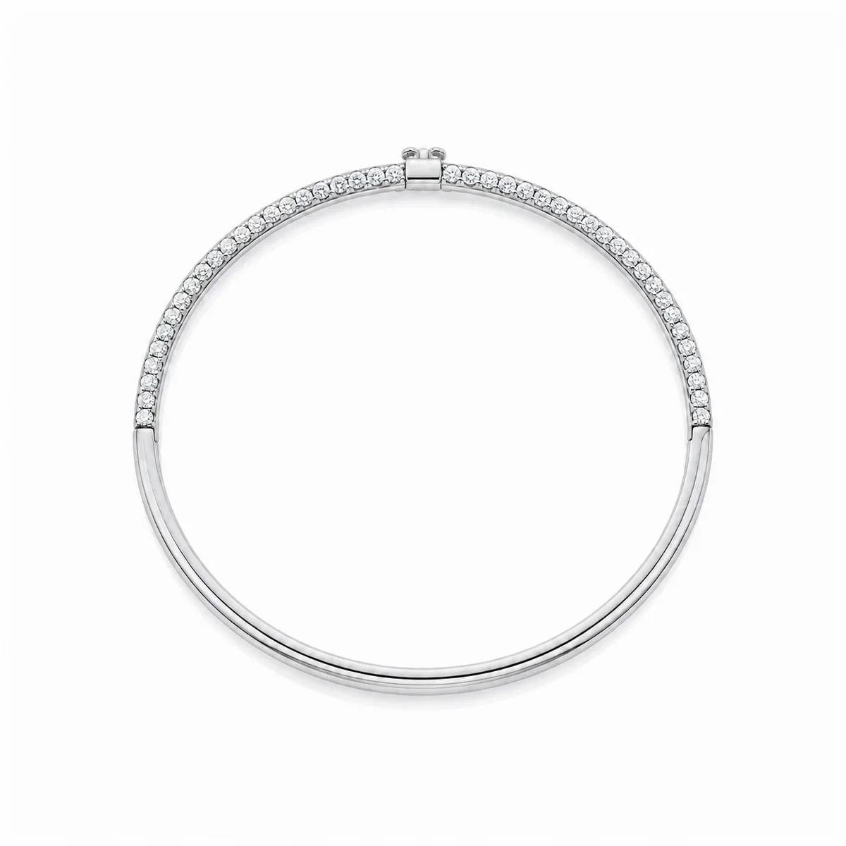 Pave bangle diamond bracelet in platinum, round diamond, made to order by Prodiam (rendered design reference)