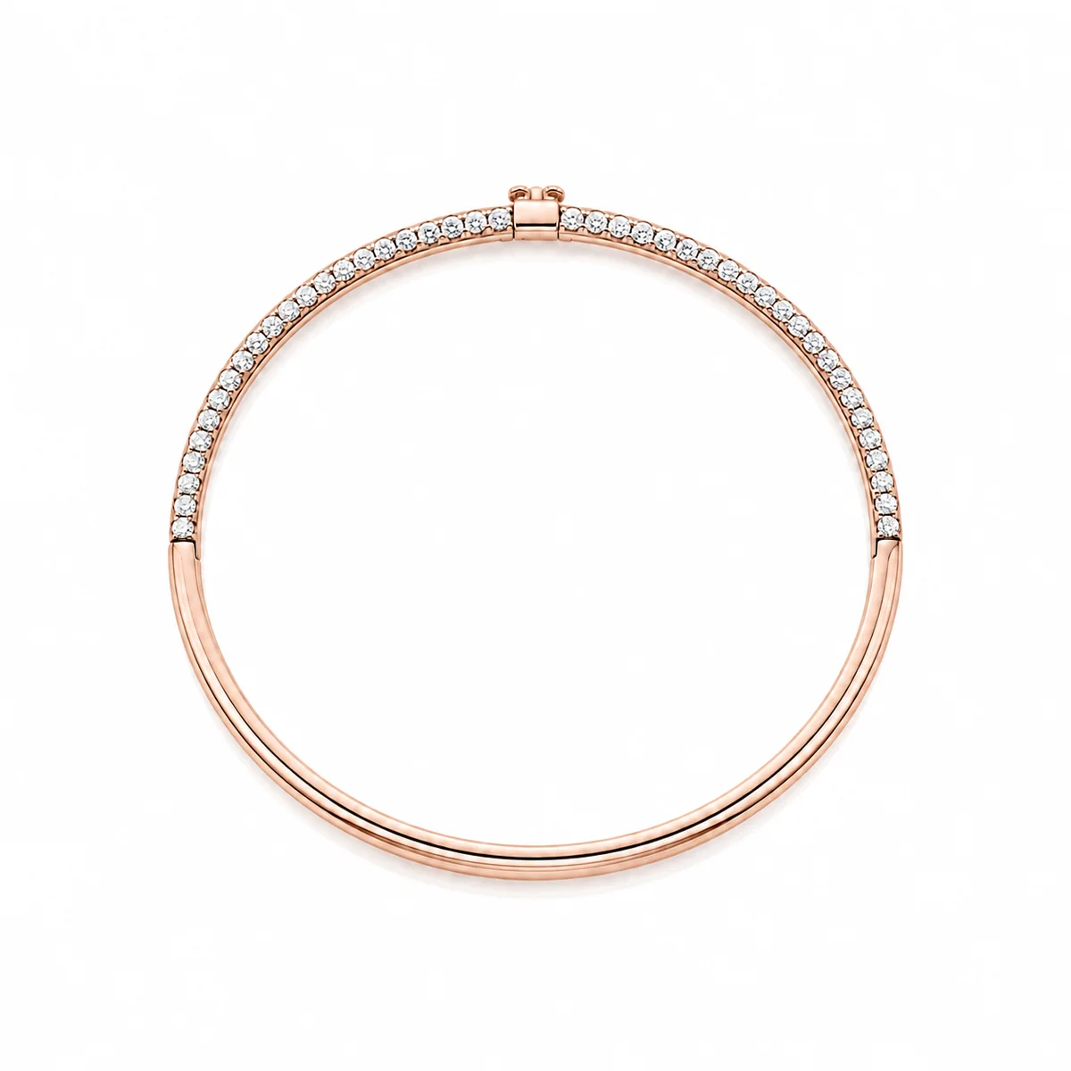 Pave bangle diamond bracelet in 18k rose gold, round diamond, made to order by Prodiam (rendered design reference)