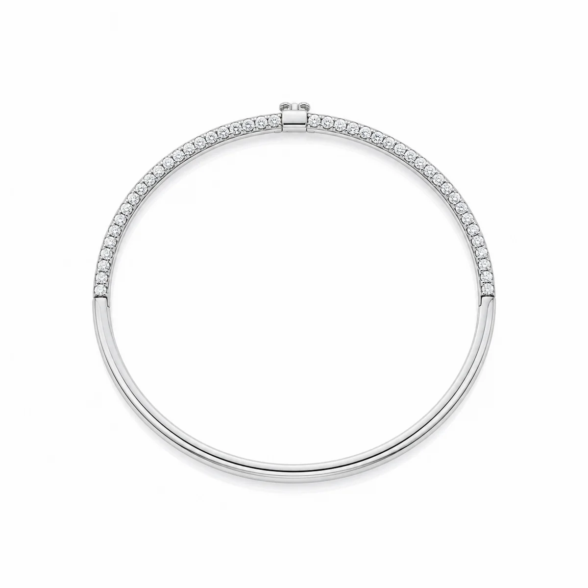 Pave bangle diamond bracelet in 18k white gold, round diamond, made to order by Prodiam (rendered design reference)