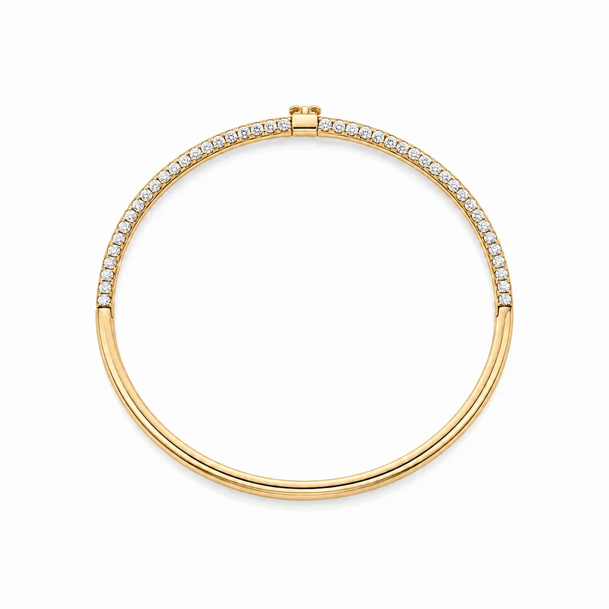 Pave bangle diamond bracelet in 18k yellow gold, round diamond, made to order by Prodiam (rendered design reference)
