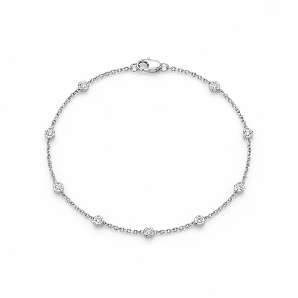 Station bracelet diamond bracelet in platinum, round diamond, made to order by Prodiam (rendered design reference)