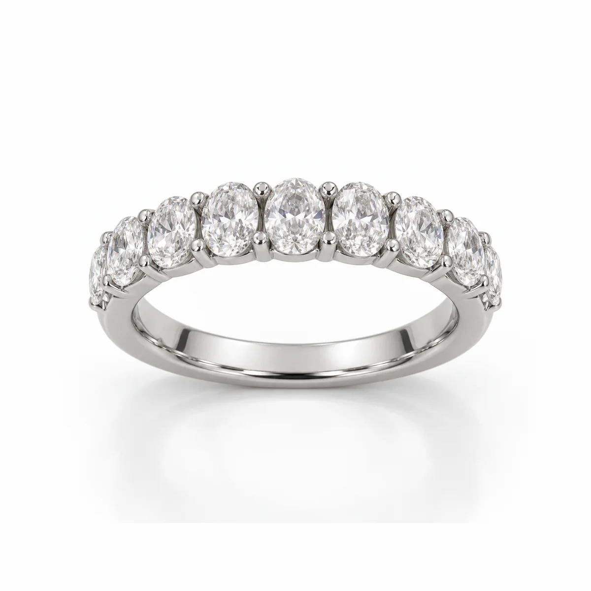 Half eternity ovals diamond eternity ring in platinum, made to order by Prodiam (rendered design reference)