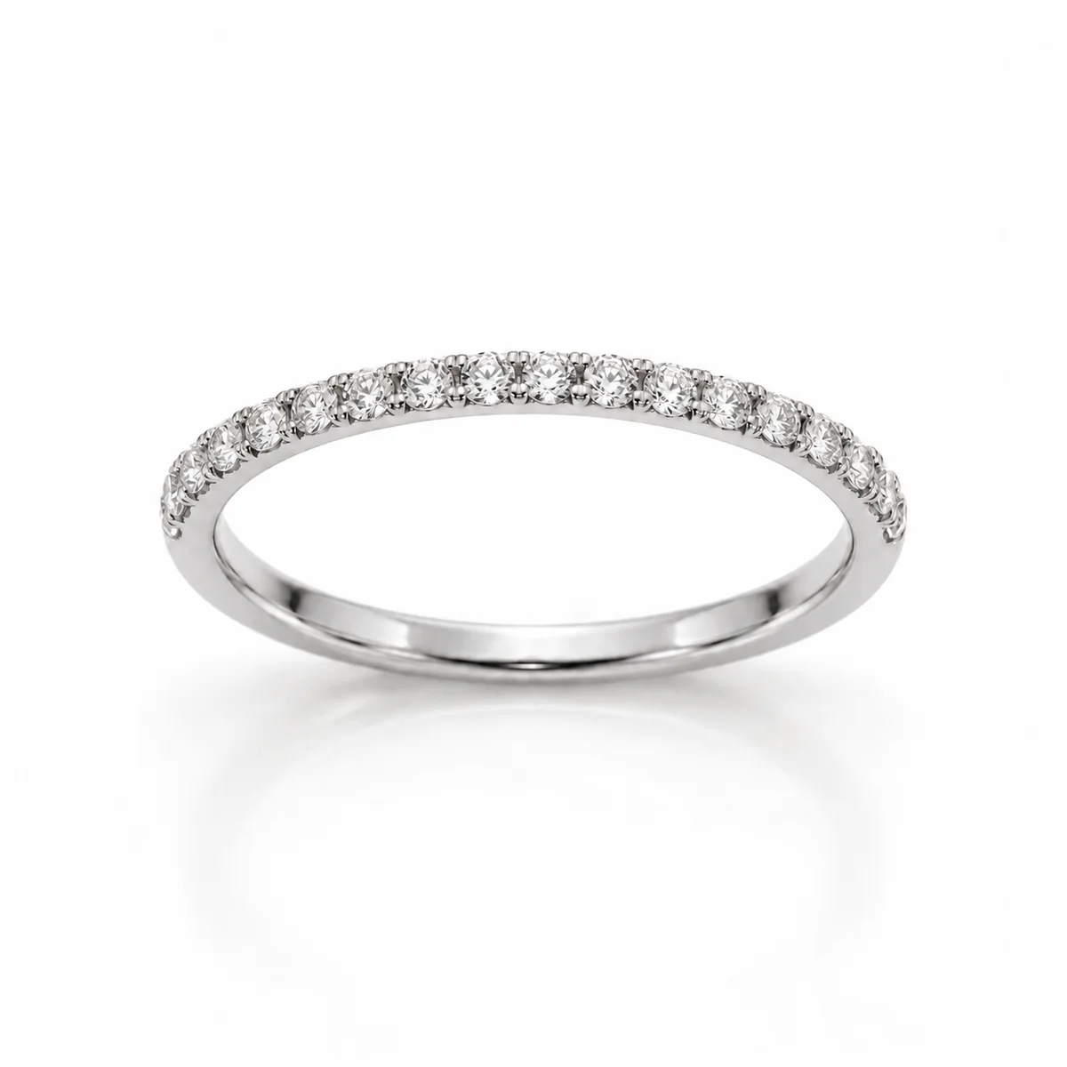 Half eternity pave diamond eternity ring in platinum, round diamond, made to order by Prodiam (rendered design reference)