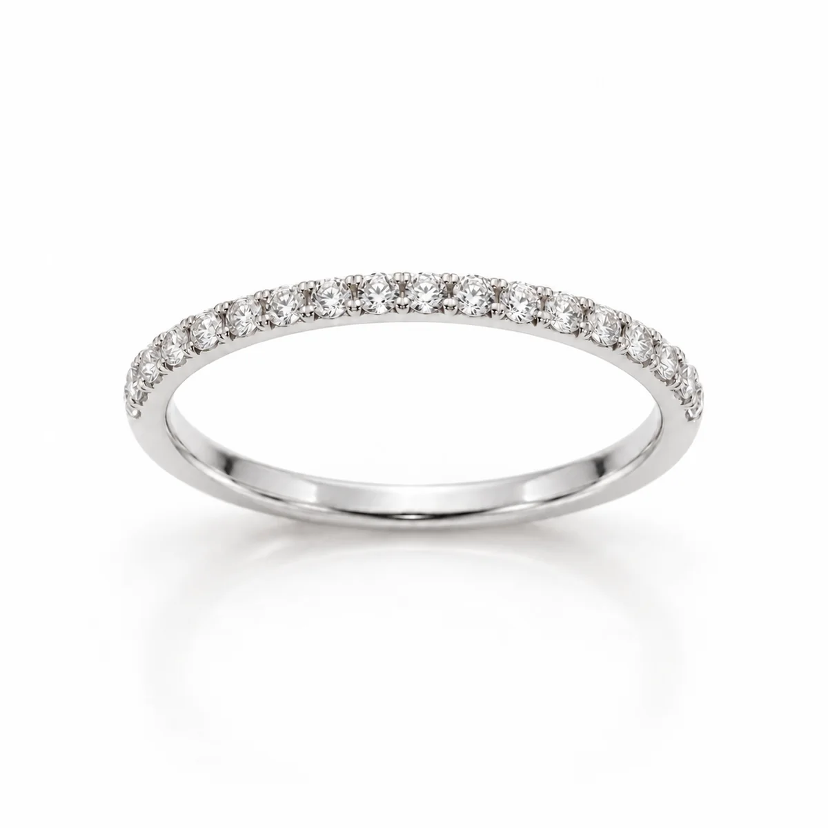 Half eternity pave diamond eternity ring in 18k white gold, round diamond, made to order by Prodiam (rendered design reference)