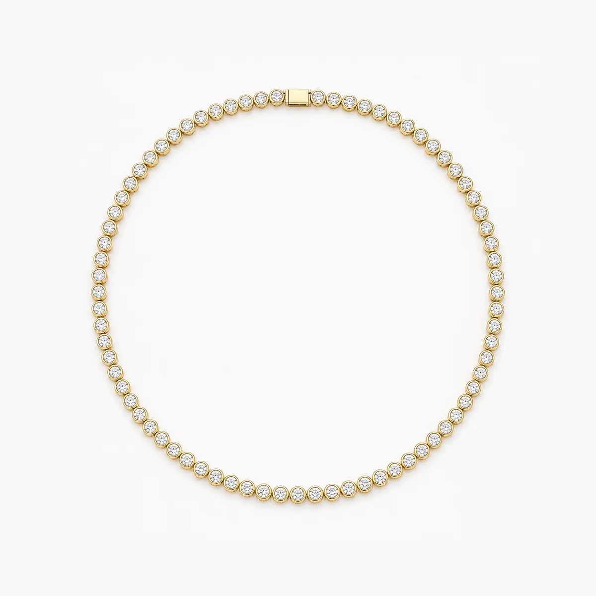 Bezel tennis necklace diamond necklace in 18k yellow gold, round diamond, made to order by Prodiam (rendered design reference)