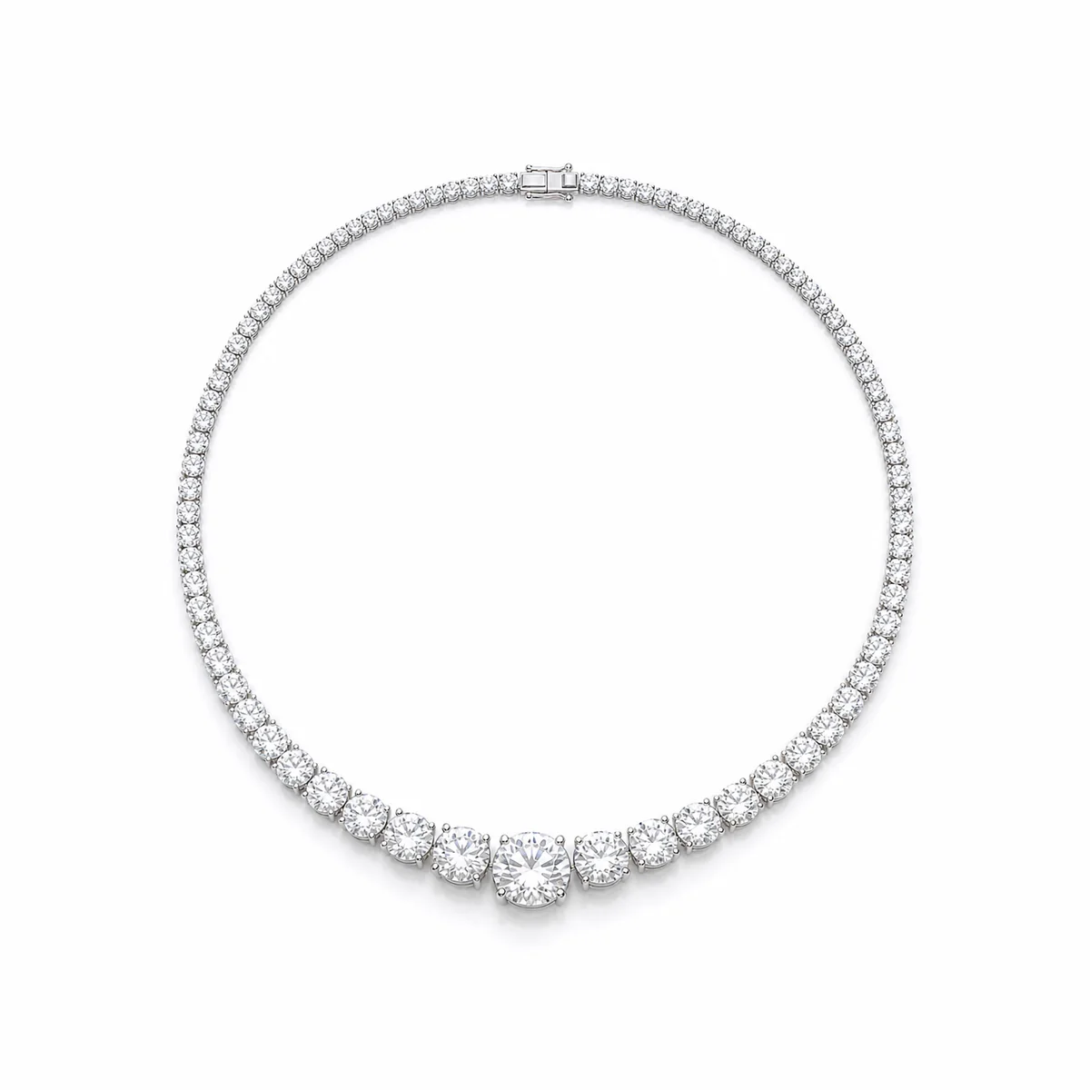 Riviere necklace diamond necklace in platinum, round diamond, made to order by Prodiam (rendered design reference)