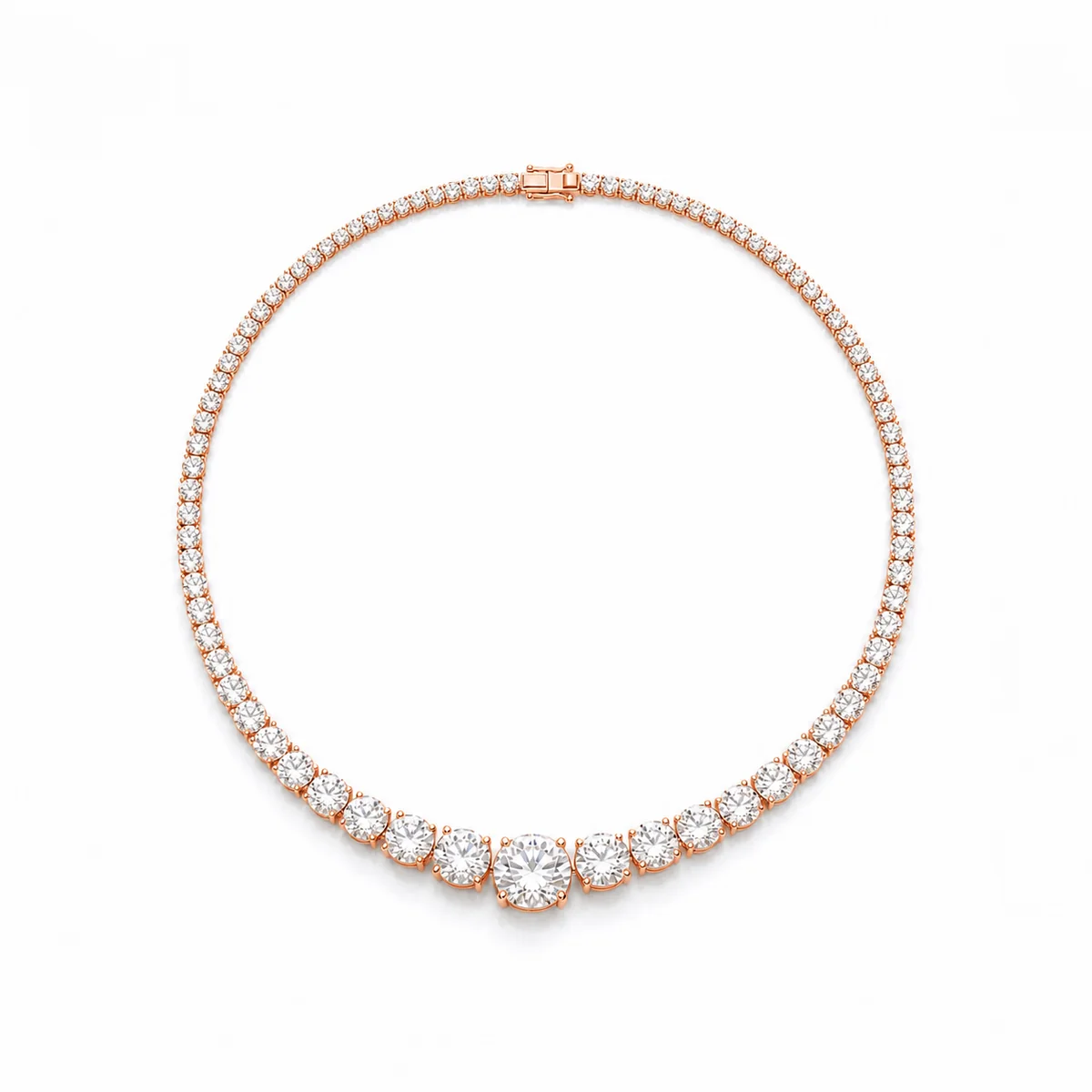Riviere necklace diamond necklace in 18k rose gold, round diamond, made to order by Prodiam (rendered design reference)