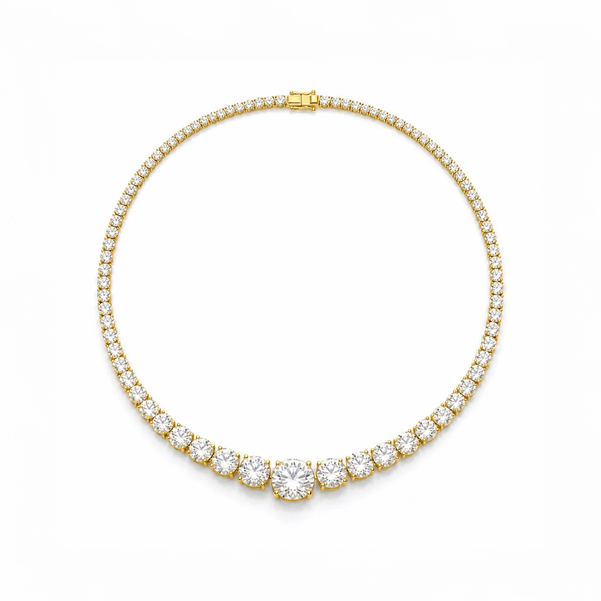Riviere necklace diamond necklace in 18k yellow gold, round diamond, made to order by Prodiam (rendered design reference)