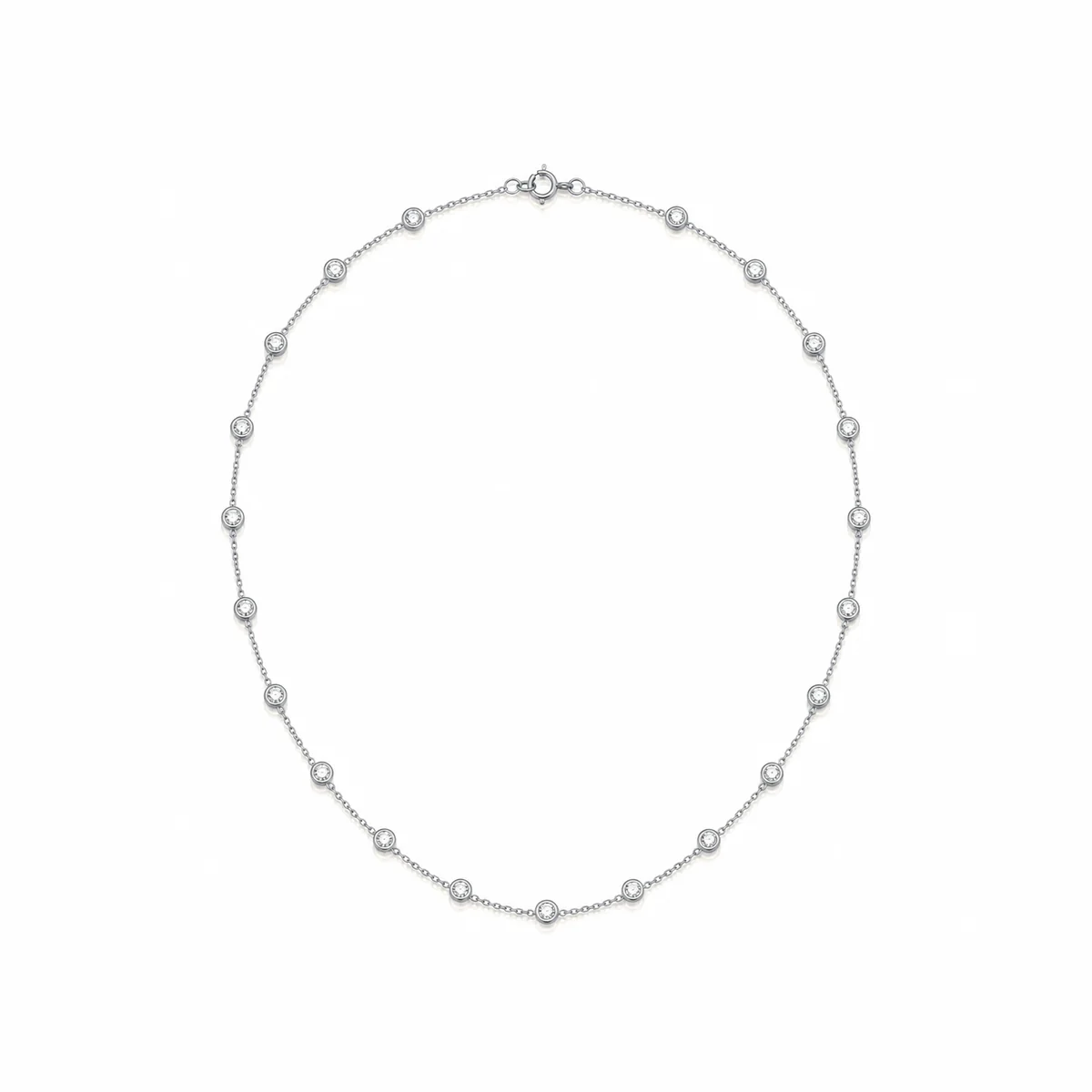 Station necklace diamond necklace in platinum, round diamond, made to order by Prodiam (rendered design reference)