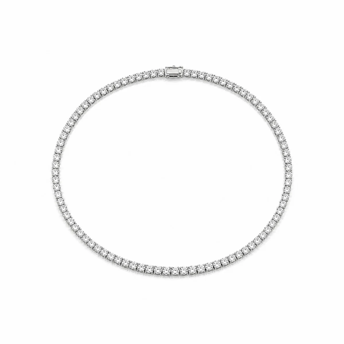 Tennis necklace diamond necklace in platinum, round diamond, made to order by Prodiam (rendered design reference)