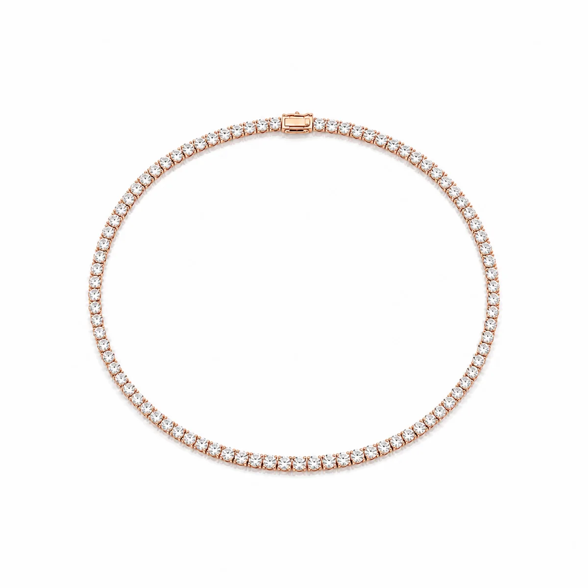 Tennis necklace diamond necklace in 18k rose gold, round diamond, made to order by Prodiam (rendered design reference)