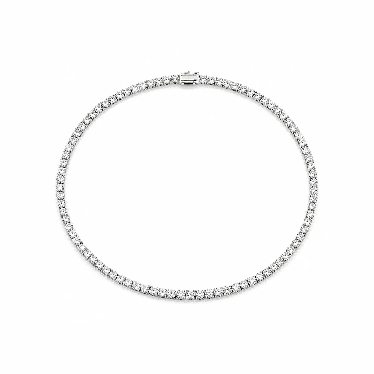 Tennis necklace diamond necklace in 18k white gold, round diamond, made to order by Prodiam (rendered design reference)