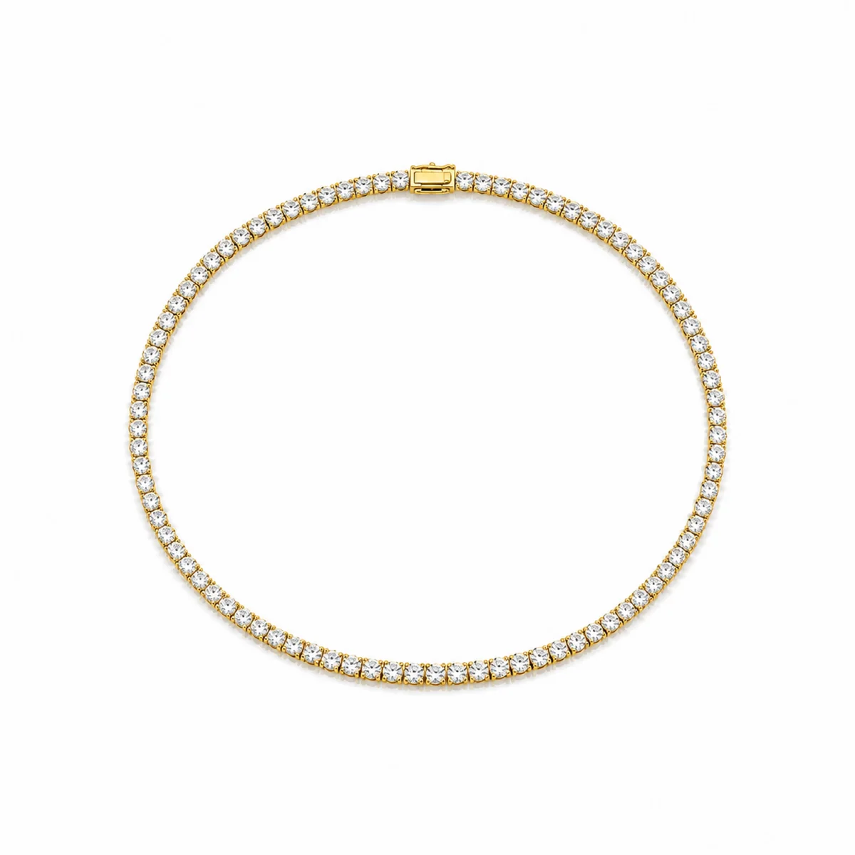 Tennis necklace diamond necklace in 18k yellow gold, round diamond, made to order by Prodiam (rendered design reference)