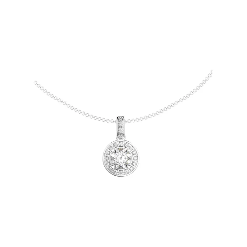 0.91 ct diamond halo pavé pendant necklace, made to order by Prodiam