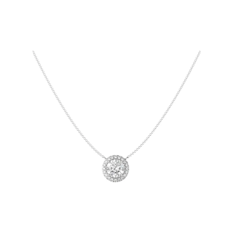 2 ct diamond halo pendant necklace, made to order by Prodiam in Bedfordview