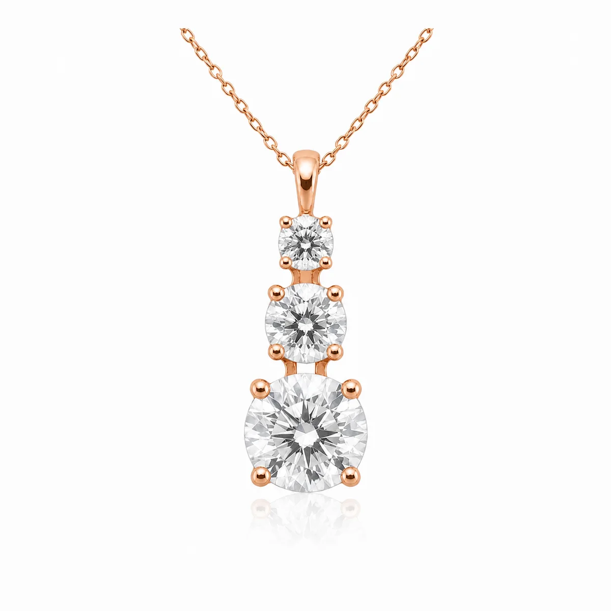 Journey pendant diamond pendant in 18k rose gold, round diamond, made to order by Prodiam (rendered design reference)