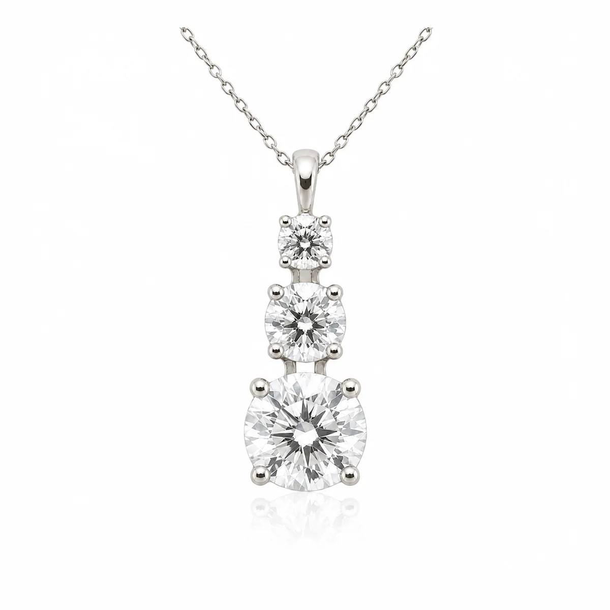 Journey pendant diamond pendant in 18k white gold, round diamond, made to order by Prodiam (rendered design reference)