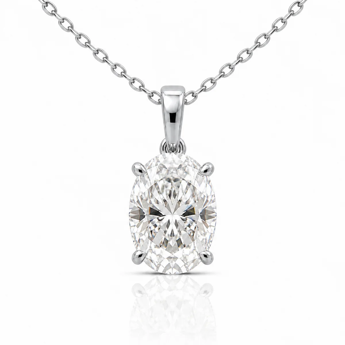 Oval pendant diamond pendant in platinum, made to order by Prodiam (rendered design reference)