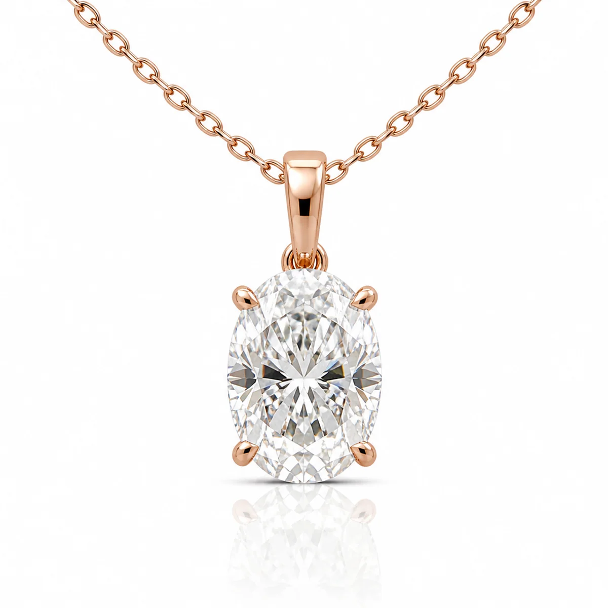 Oval pendant diamond pendant in 18k rose gold, made to order by Prodiam (rendered design reference)