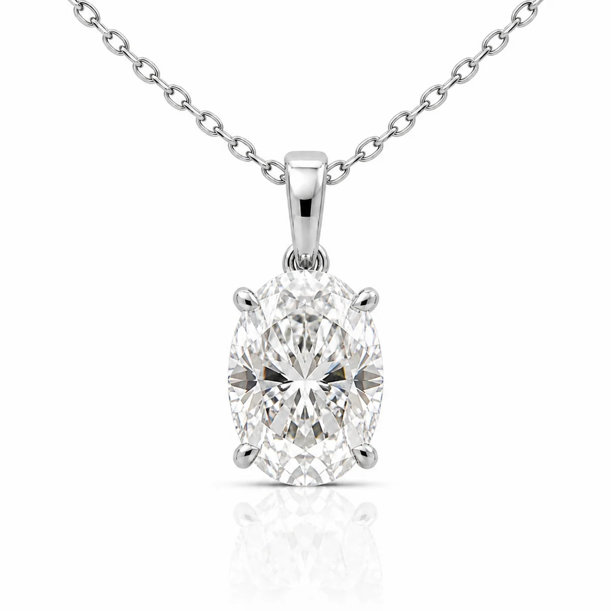 Oval pendant diamond pendant in 18k white gold, made to order by Prodiam (rendered design reference)