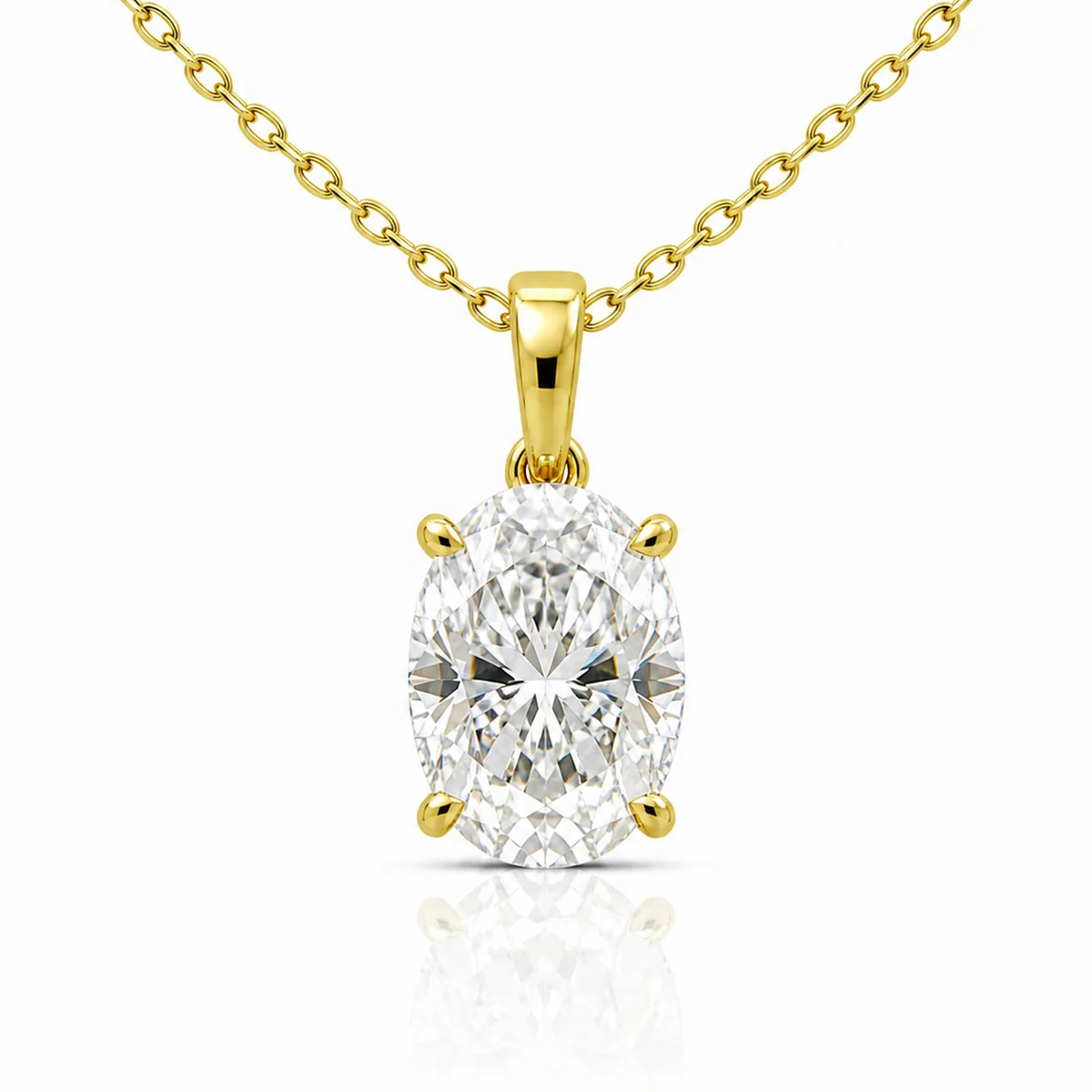 Oval pendant diamond pendant in 18k yellow gold, made to order by Prodiam (rendered design reference)