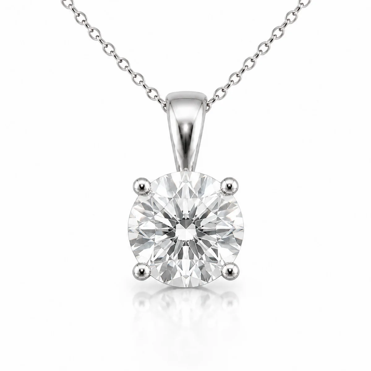 Solitaire pendant diamond pendant in platinum, round diamond, made to order by Prodiam (rendered design reference)