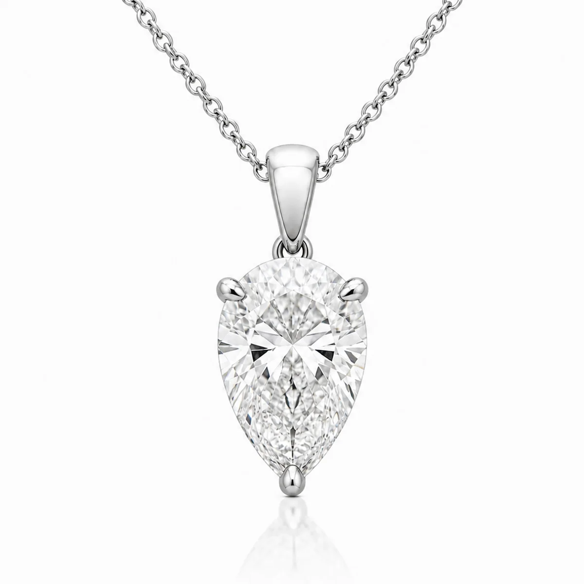 Teardrop pendant diamond pendant in platinum, pear diamond, made to order by Prodiam (rendered design reference)