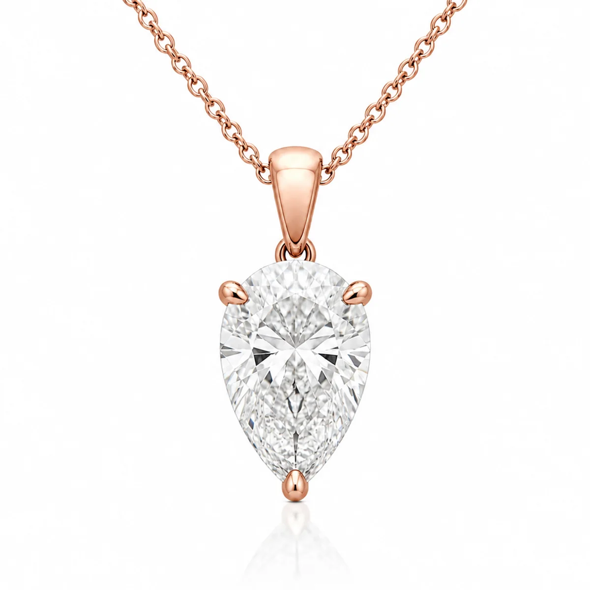 Teardrop pendant diamond pendant in 18k rose gold, pear diamond, made to order by Prodiam (rendered design reference)