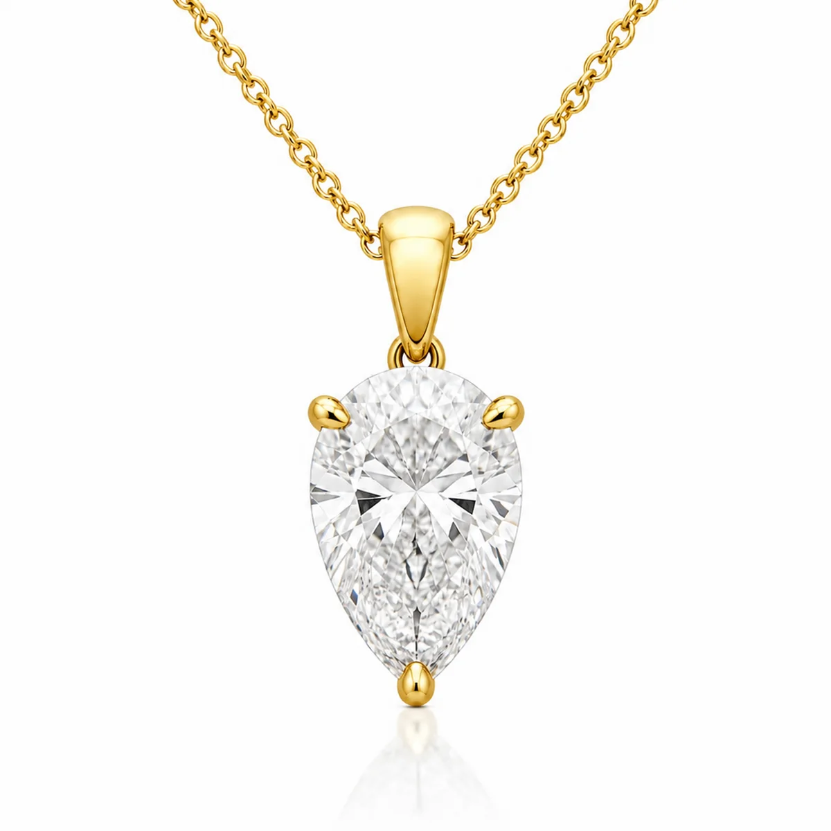 Teardrop pendant diamond pendant in 18k yellow gold, pear diamond, made to order by Prodiam (rendered design reference)