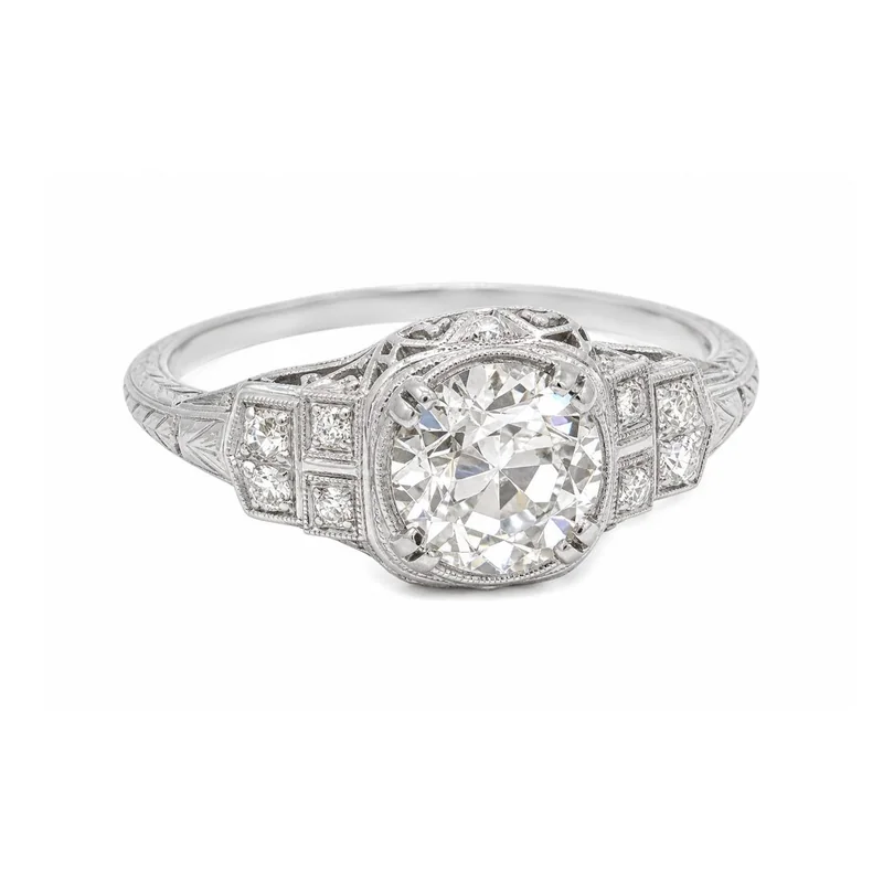 Vintage art deco style diamond engagement ring, made to order by Prodiam