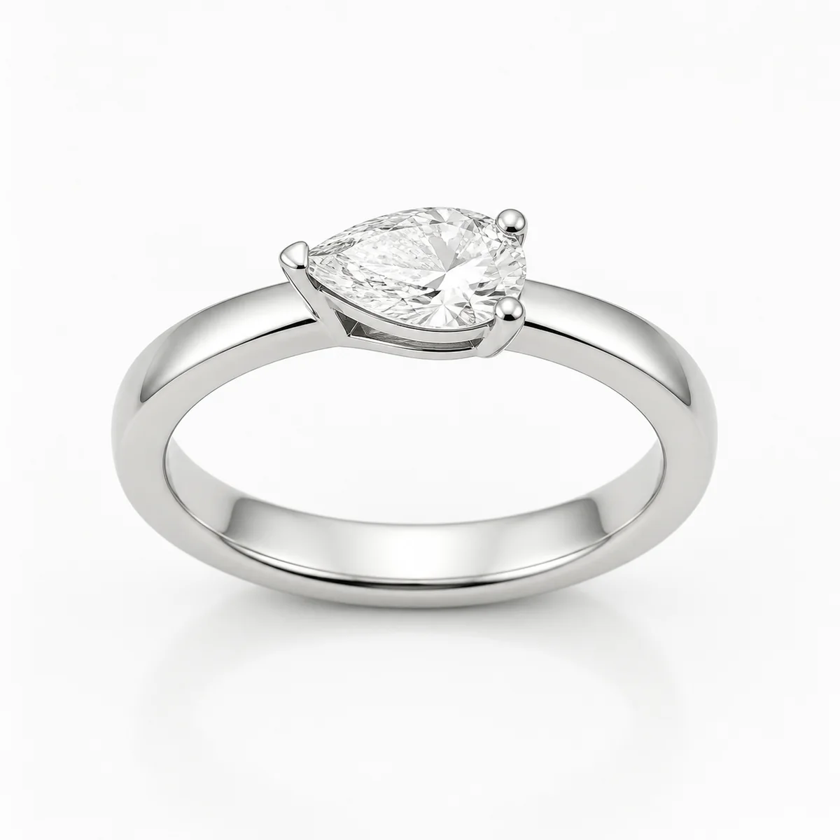 East-west pear engagement ring in 18k white gold, made to order by Prodiam (rendered design reference)