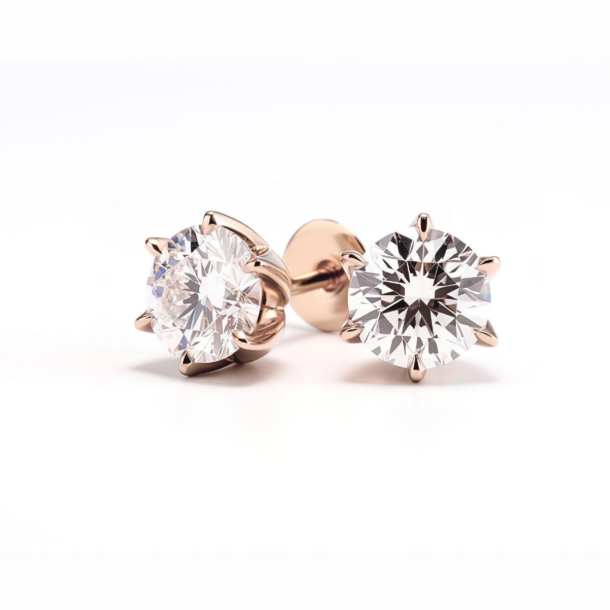 1.13Ct Diamond Stud Earrings 6 Claw · 1.13 ct, Round Brilliant, M colour, S1 clarity · alternate angle, photographed at the Bedfordview viewing room