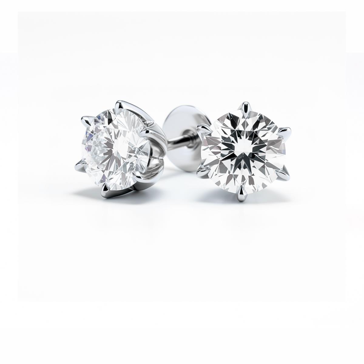 1.50Ct Diamond Stud Earrings 6 claw · 1.50 ct, Round Brilliant, G-H colour, I1 clarity · alternate angle, photographed at the Bedfordview viewing room