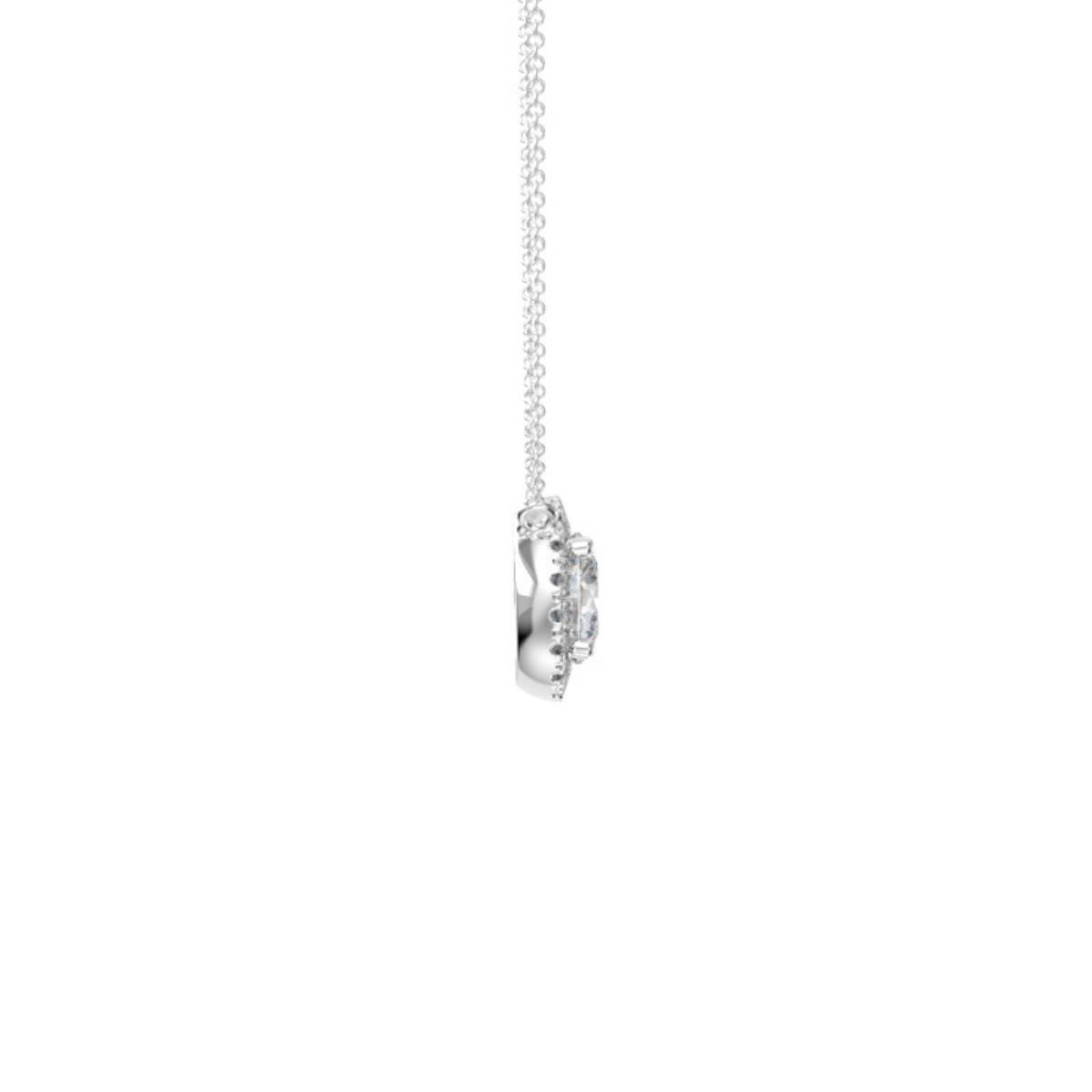 2.00Ct Diamond Halo Pendant Necklace · 2.00 ct, Round Brilliant, J colour, SI1 clarity, GIA certified · alternate angle, photographed at the Bedfordview viewing room