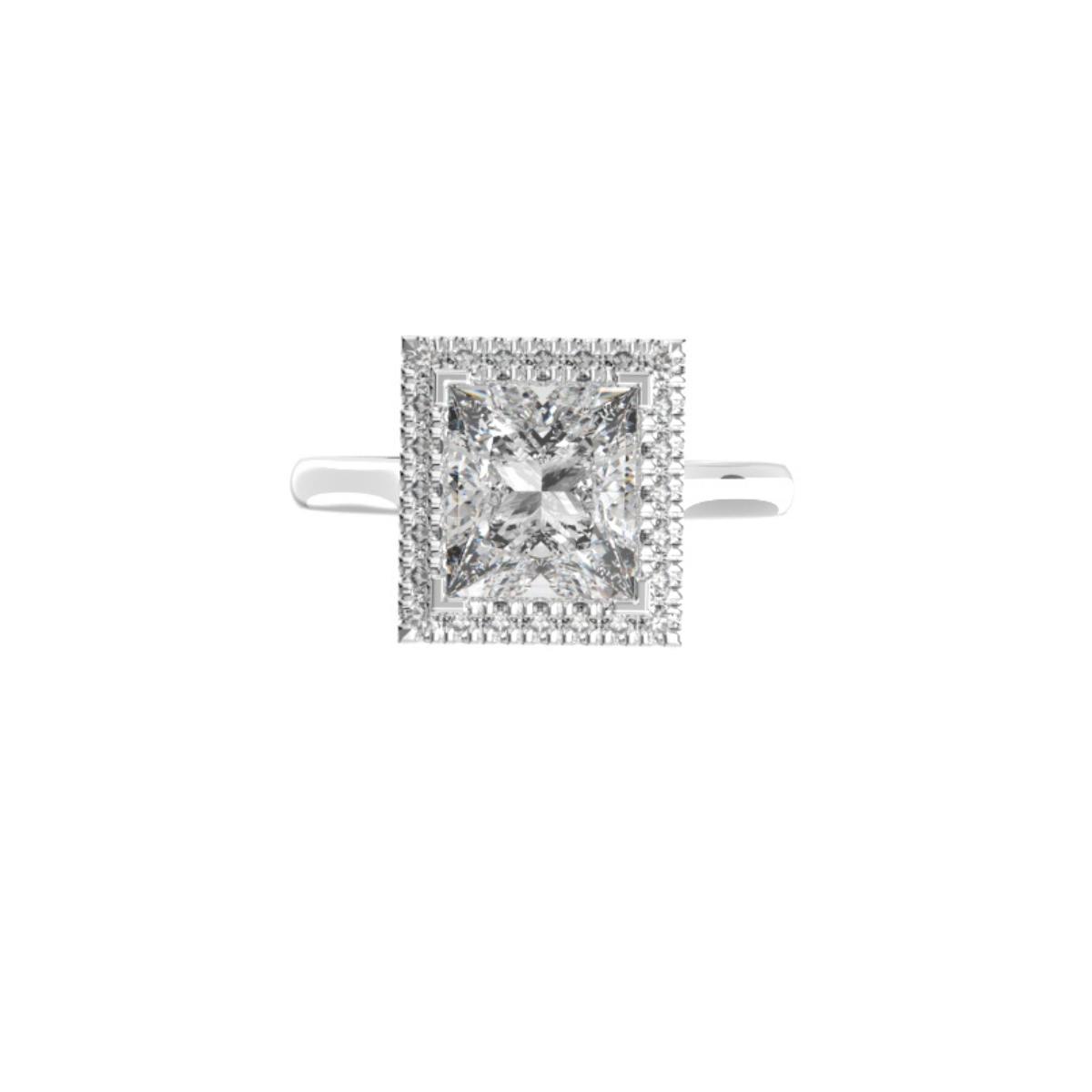 2.00 ct princess-cut diamond engagement ring with a halo, cut and set at Procut DCW, Bedfordview
