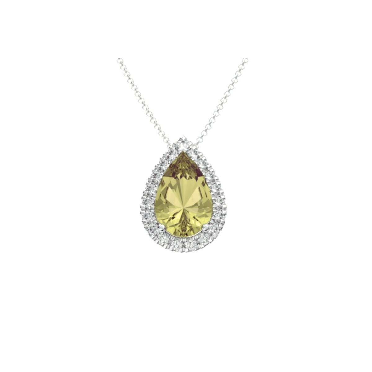 3.01Ct Pear Diamond Pendant Necklace · 3.01 ct, Pear Modified Brilliant, Natural Fancy Dark Gray- Greenish Yellow colour, SI1 clarity, GIA certified, 18Kt White Gold ( 5.01 Grams)