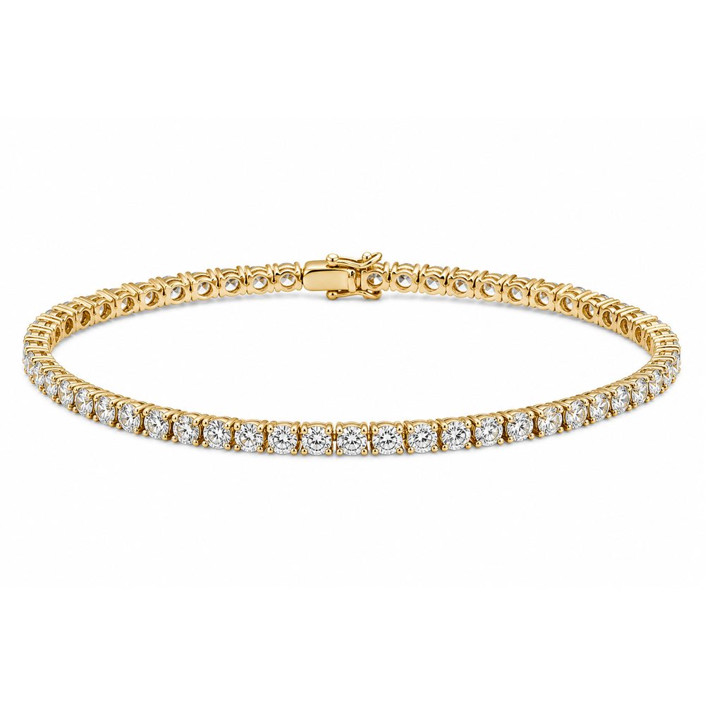 Round-brilliant diamond tennis bracelet in 18ct yellow gold, made to order at Prodiam, Bedfordview