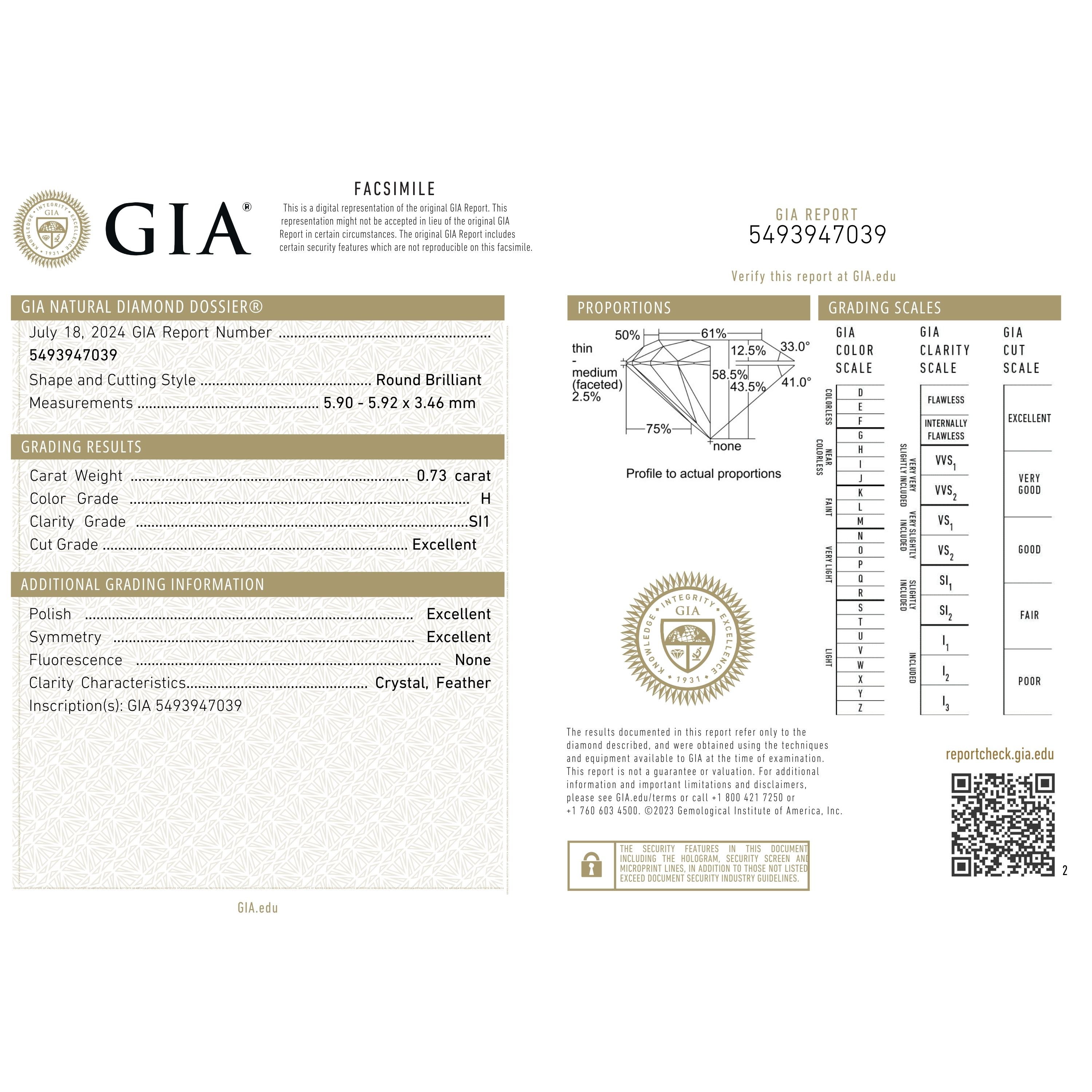 GIA 0.70Ct I I1 · 0.70 ct, I colour, I1 clarity, GIA certified
