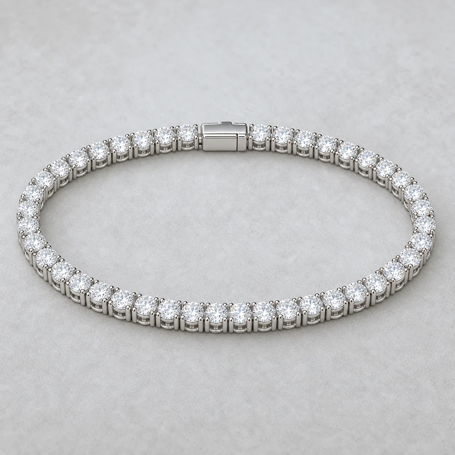 Indicative render of a 5.94 carat diamond tennis bracelet, shown in white gold, also made in white, yellow or rose gold