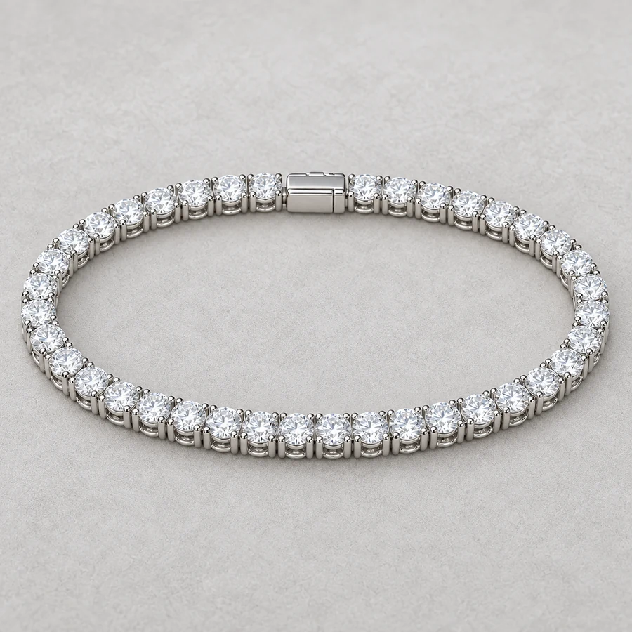 Indicative render of a 9.87 carat diamond tennis bracelet, shown in white gold, also made in white, yellow or rose gold