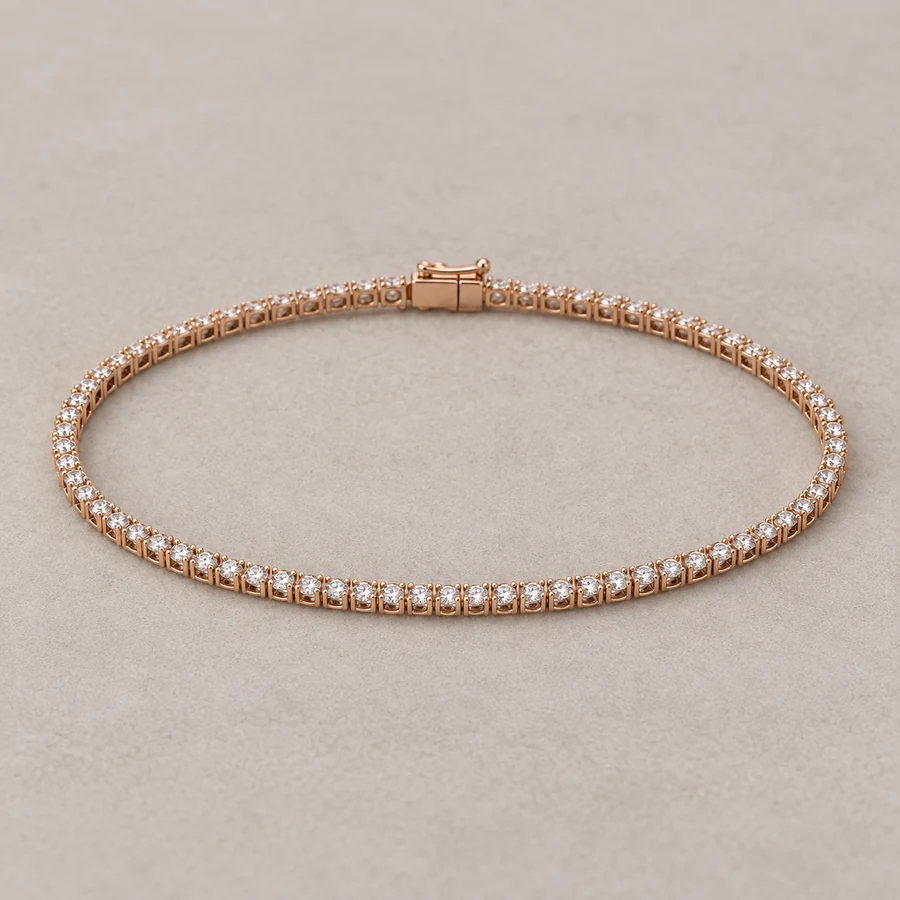 Indicative render of a 1.27 carat diamond tennis bracelet, shown in rose gold, also made in white, yellow or rose gold