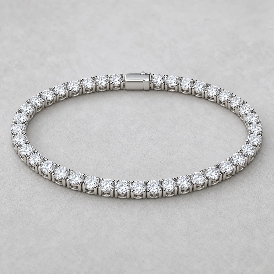 Indicative render of a 8.35 carat diamond tennis bracelet, shown in white gold, also made in white, yellow or rose gold
